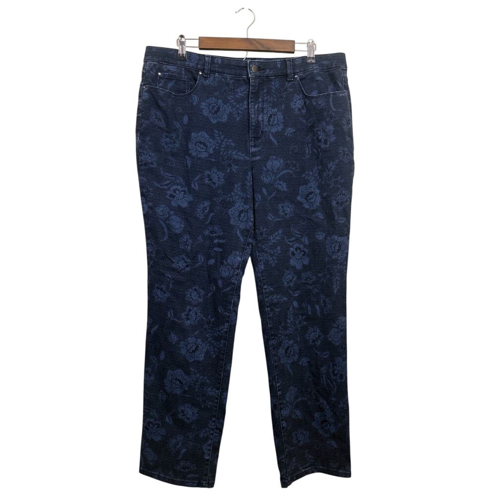 Stretch denim floral monochromatic plus16 XL jeans cottagecore y2k straight leg